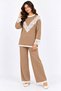 Women's Two-Piece Set with a Crew Neck Featuring Lace Details on the Front and Sleeve Ends, Paired with Corded Fabric Knit Pants - 7