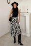 Women's Black Satin Skirt with Elastic Waistband