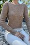 Women's Camel-Colored Knitted Sweater with Beaded Details and Textured Knit Pattern - 2