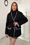 Women's Striped Paneled Suede Jacket with Black Lining and Trim