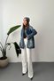 Women's Blue Vintage Washed Denim Jacket - 3