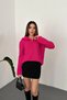 Women's Fuchsia Zipper-Front Boat Neck Knit Sweater - 2