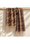 FLR-5033 Coffee-Taupe Color Mink Houndstooth and Plaid Double-Patterned Thick Winter Scarf | Eos Collective - 2
