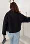 Women's Black Pocketed Melton Blazer - 5