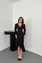 Women's Black Ruffled Satin Dress