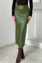 Women's Khaki Embellished Slit Skirt - 3