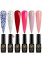Black Elite Gel Nail Polish Set Confetti Glitz, 6 x 8ml - Soak Off UV LED Gel Polish Kit, Long-Lasting High Gloss Colours for Salon and Home Manicure