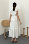 Women's White Cotton Dress with Ruffled Design, Buttons, and a Lined Construction - 5