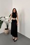 Women's Black Elastic Waist Lycra Skirt