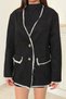 Women's Striped Paneled Suede Jacket with Black Lining and Trim - 4