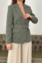 Women's Khaki Jacket with Belt and Pocket Flaps - 4