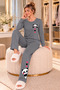 Long-Sleeved Cotton Adult Pajama Set with Panda Print - 5