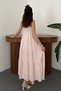 Women's Pink Strapped Striped Patchwork Cotton Muslin Dress - 5