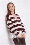 Striped Lace Cardigan with Ruched Sleeves - 2