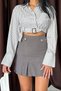 Women's Charcoal Grey Pleated Skirt with Button Details - 4