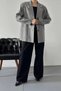 Women's Gray Viscose Blend Striped Oversized Jacket - 5