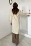 Women's Ecru Long Coat - 5