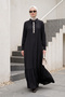 Long Dress with Embellished Front, Lined Hem, and Ruffled Skirt 13304 Black