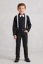 Boys' Black Long-Sleeve Shirt, Black Pants, White Suspenders, Bow Tie—November 10, April 23 Performance Outfit