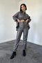 Women's Charcoal Grey Leather Shirt and Pants Set