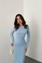 Women's Blue Backless Dress - 3