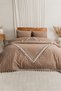 Cappuccino-Colored Linen Single-Size Duvet Cover Set - 2