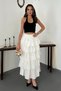 Women's White Ruffled Cotton Skirt with Layered Lining