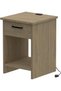Mahmayi Modern Night Stand Table, Side Table with Attached BS02 Desktop Socket USB A/C Port Single Drawer Storage and Open Storage Shelves, Side Table For Living Room, Bedroom - Grey Bardilano Oak