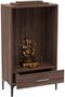 Modern home Wooden Mandir, Temple with Single Drawer for Storage Pooja Essentials Sturdy Steel Legs Ideal for Home, Office, Temple - Truffle Brown Branson Robinia