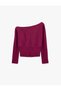 Asymmetrical Boat Neck Sweatshirt, Cotton, Slim Fit, Batwing Sleeves - 2