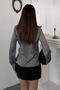 Women's Gray Satin Blouse with Button Details and Drapey Silhouette - 5