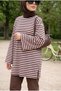Women's Crew-Neck Striped Oversized Modest Sweatshirt Tunic, 75 cm - 4