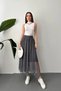 Women's Navy Blue Plaid Lined Tulle Skirt - 2