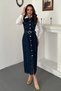 Women's Blue Button-Down Cotton Denim Dress