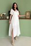 Women's White Cotton Muslin Dress with a Wrap Neckline - 2