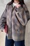 Women's Brown Collar, Paneled, Plaid Pattern, Lined Cotton Blend Jacket - 4