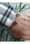 Steel Green Clover Bracelet for Men, Women, and Unisex—Green Color, 17 cm with a 5 cm extension - 5