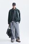Loose-Fit Polo Collar Faux Leather Jacket