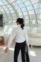 Women's scuba fabric mock neck double-zip waist-fitted jacket, Fall/Winter, White - 4