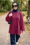 Women's Crew-Neck Striped Oversized Modest Sweatshirt Tunic, 75 cm - 3