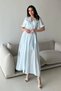 Girls' Baby Blue Wrap Neckline Cotton Muslin Dress - 2