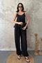 Women's Black Modal Blouse with Tie-Detail and Pants Set - 2