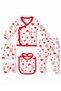 Newborn Baby 5-Piece Hospital Discharge Set: Cotton Bodysuits with Red Heart and Teddy Bear Print