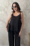 Women's Black Modal Blouse with Tie-Detail and Pants Set - 3