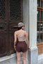 Ottoman Fabric One-Shoulder Buckled Cropped Top, Beige - 6