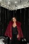 Women's Burgundy Faux Fur Coat - 3