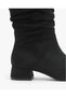 Women's Black Suede Gaiter Boots with Low Block Heels, Ruched, Casual, Comfortable, Long Boots - 5