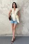 Women's Yellow Lyocell Blouse with a Tie-Detail at the Waist - 3