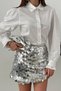 Women's Silver-Colored Lined Short Skirt - 5