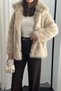 Women's Beige Faux Fur Coat - 4